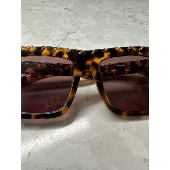 Stella McCartney Tortoiseshell Square Sunglasses with Chain Detail main image 5